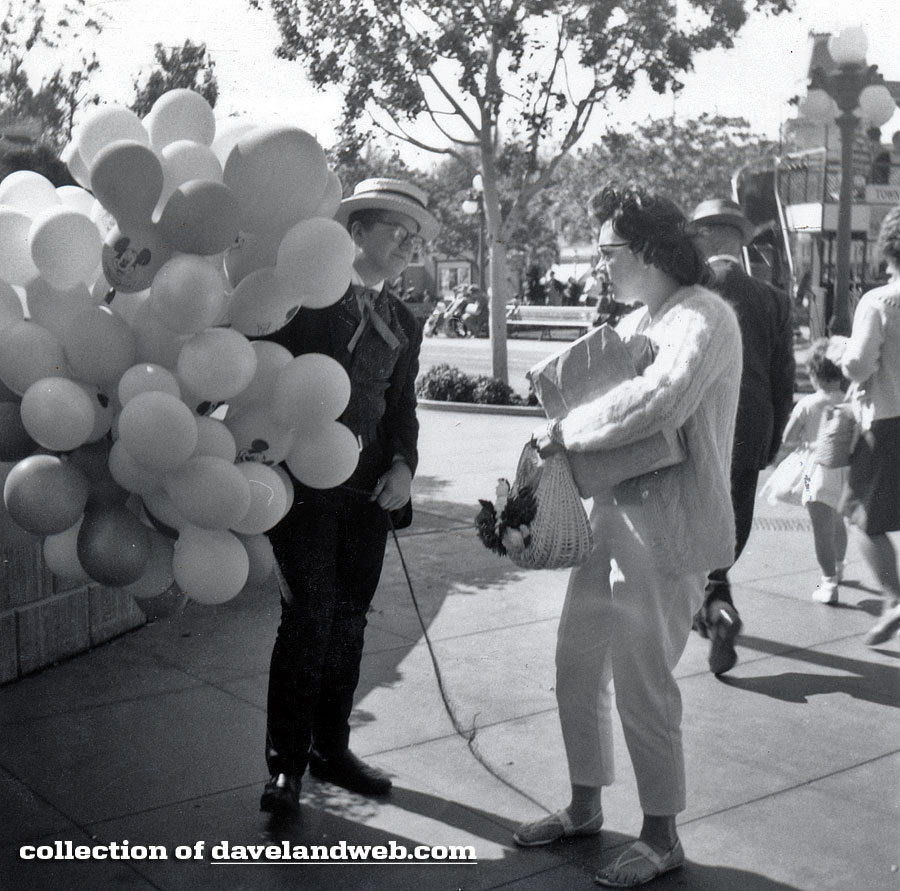 Disneyland Town Square balloon seller May 1964 photo
