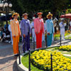 Disneyland Town Square flag lowering ceremony April 2011