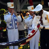 Disneyland Town Square flag lowering ceremony April 2011