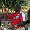 Disneyland Town Square flag lowering ceremony July 2011