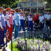 Disneyland Town Square flag lowering ceremony July 2011