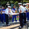 Disneyland Town Square flag lowering ceremony July 2011