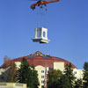 Hurricane Bubba lifts one of the 4 Moroccan Towers at West Baden Springs Hotel, October 1998