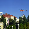 Hurricane Bubba lifts one of the 4 Moroccan Towers at West Baden Springs Hotel, October 1998