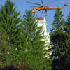 Hurricane Bubba lifts one of the 4 Moroccan Towers at West Baden Springs Hotel, October 1998